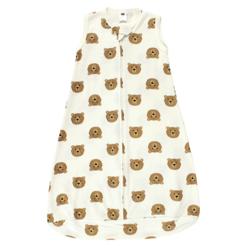 Hudson Baby Cotton Long-Sleeve Wearable Sleeping Bag, Sack, Blanket, Brown Bear Sleeveless