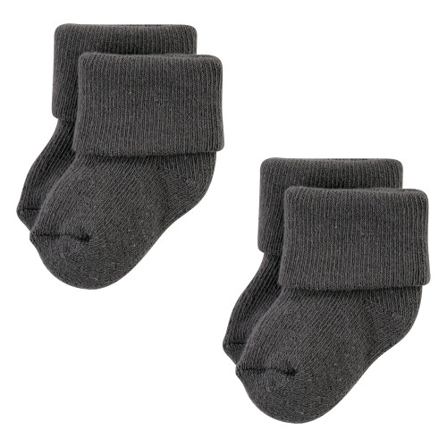Hudson Baby Cotton Rich Newborn and Terry Socks, Solid Gray White