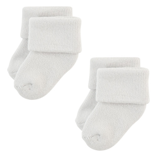 Hudson Baby Cotton Rich Newborn and Terry Socks, Solid Gray White