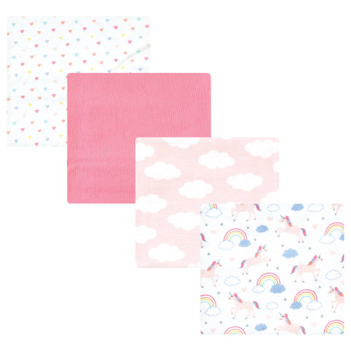 Hudson Baby Cotton Flannel Receiving Blankets, Unicorns Rainbows