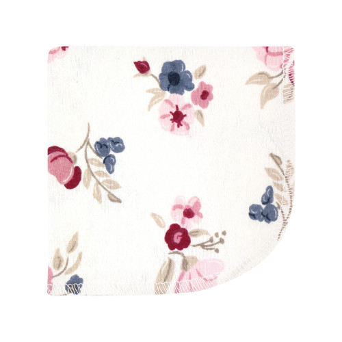Hudson Baby Flannel Cotton Washcloths, Dusty Rose Floral 12 Pack