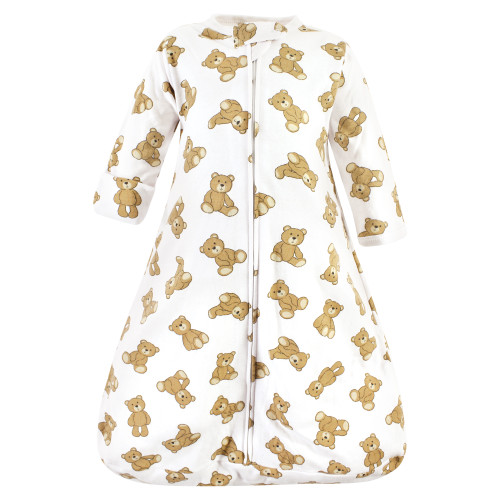 Hudson Baby Cotton Long-Sleeve Wearable Sleeping Bag, Sack, Blanket, Teddy Bear Long Sleeve