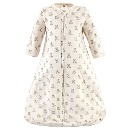 Hudson Baby Cotton Long-Sleeve Wearable Sleeping Bag, Sack, Blanket, Teddy Bear Long Sleeve
