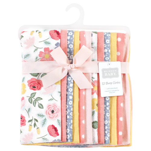 Hudson Baby Cotton Flannel Burp Cloths Bundle, Modern Botanical