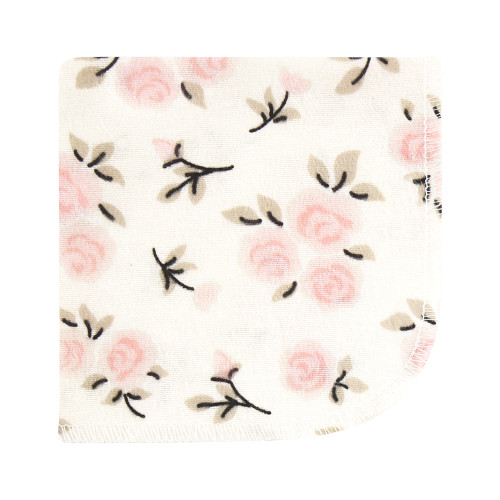 Hudson Baby Flannel Cotton Washcloths, Neutral Pink Floral 12 Pack