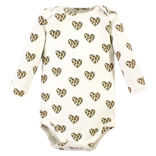 Hudson Baby Cotton Long-Sleeve Bodysuits, Leopard Hearts 3 Pack