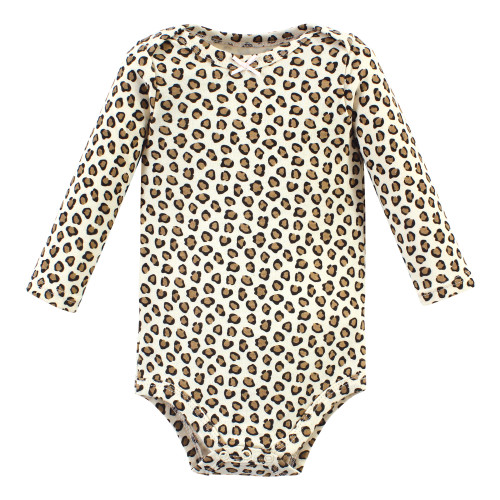 Hudson Baby Cotton Long-Sleeve Bodysuits, Leopard Hearts 3 Pack