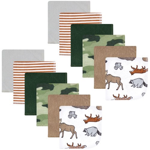 Hudson Baby Flannel Cotton Washcloths, Animal Adventure 12 Pack