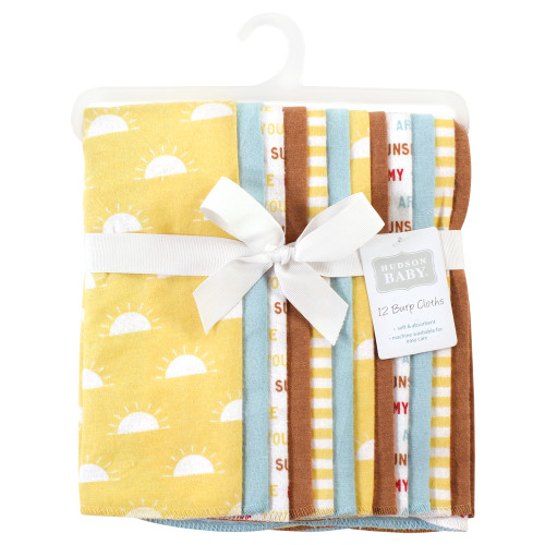 Hudson Baby Cotton Flannel Burp Cloths Bundle, My Sunshine