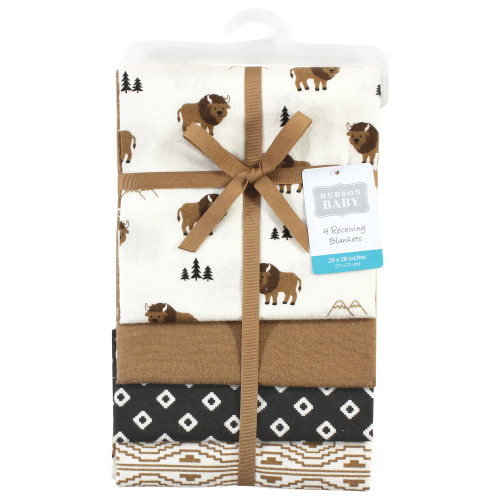 Hudson Baby Cotton Flannel Receiving Blankets, Wild Buffalo