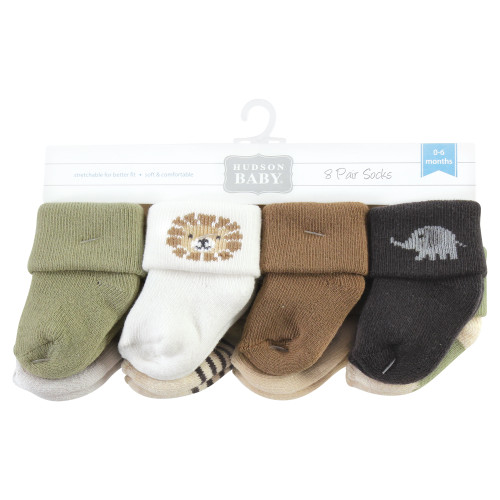 Hudson Baby Cotton Rich Newborn and Terry Socks, Brave Lion