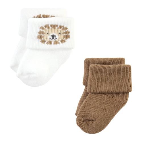 Hudson Baby Cotton Rich Newborn and Terry Socks, Brave Lion
