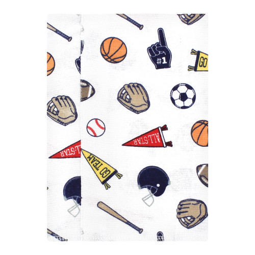 Hudson Baby Cotton Flannel Burp Cloths, Sports Fan 4 Pack