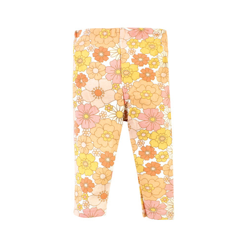Hudson Baby Cotton Bodysuit and Pant Set, Peace Love Flowers Long Sleeve