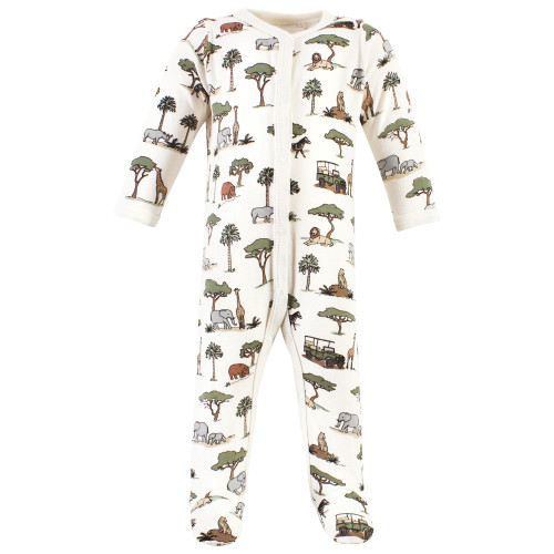 Hudson Baby Cotton Sleep and Play, Bodysuit and Bandana Bib Set, Going On Safari