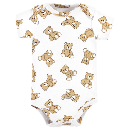 Hudson Baby Cotton Bodysuit and Pant Set, Teddy Bears Short Sleeve