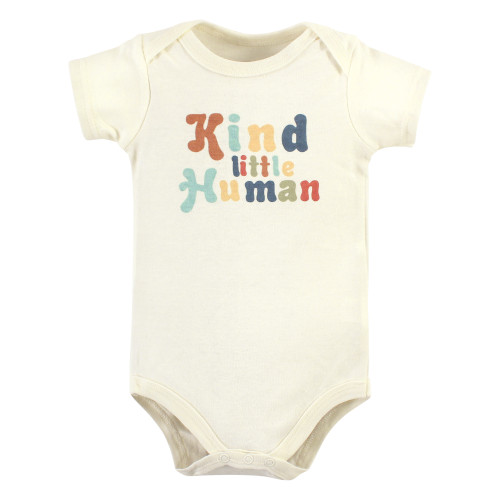 Hudson Baby Cotton Bodysuits, Kind Human 5 Pack