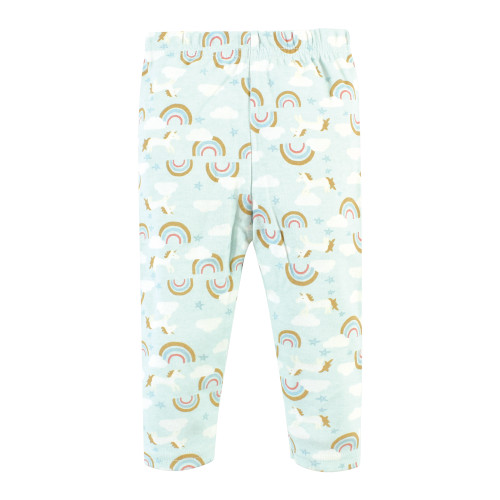 Hudson Baby Cotton Bodysuit, Pant and Shoe Set, Magical Rainbow Short Sleeve