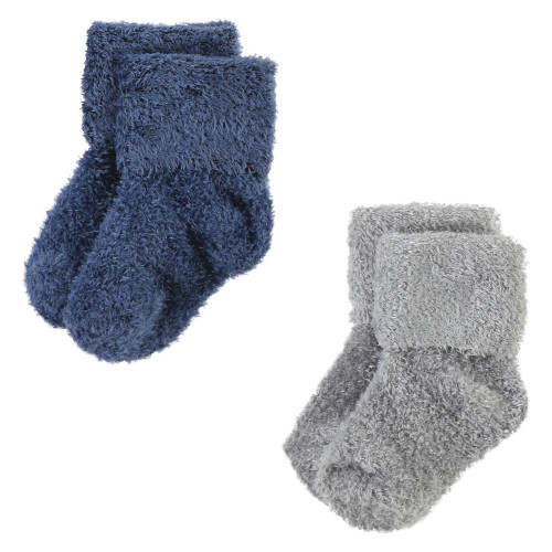 Hudson Baby Cotton Rich Newborn and Terry Socks, Solid Wild Rose Pink