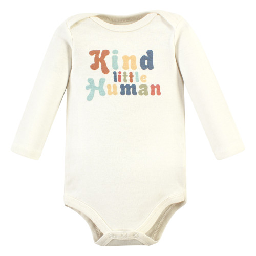 Hudson Baby Cotton Long-Sleeve Bodysuits, Kind Human 5 Pack