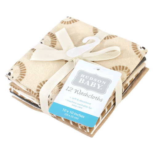 Hudson Baby Flannel Cotton Washcloths, Brave Lion 12 Pack