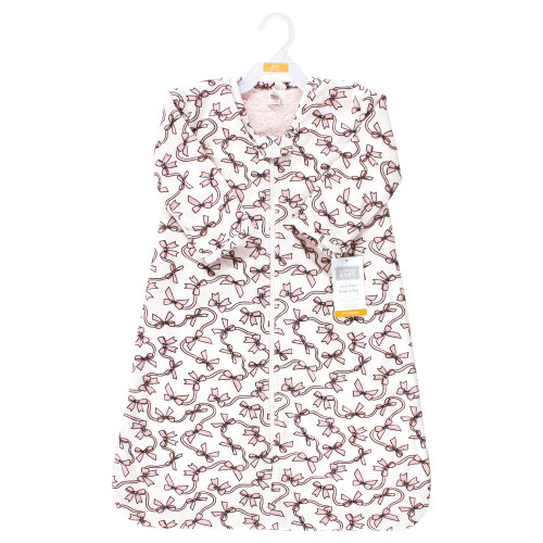 Hudson Baby Long Sleeve Plush Faux Fur Sleeping Bag, Wearable Blanket, Pink Bows