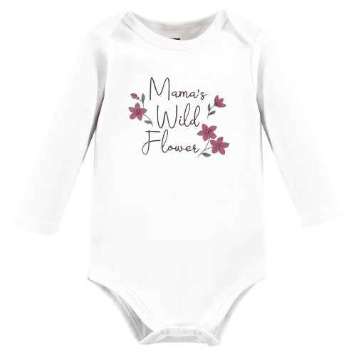 Hudson Baby Cotton Bodysuit and Pant Set, Plum Wildflower Long Sleeve