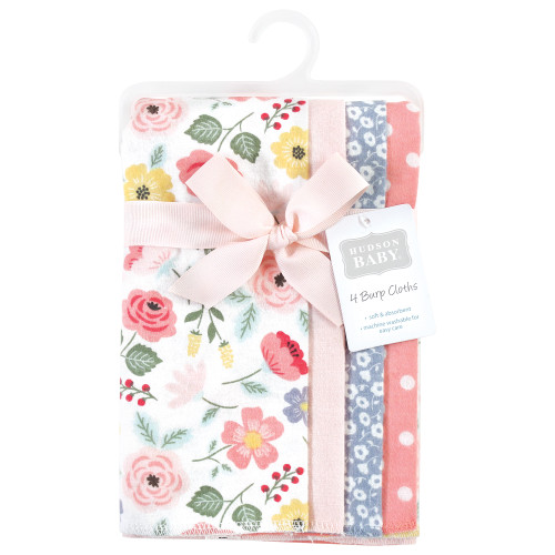 Hudson Baby Cotton Flannel Burp Cloths, Modern Botanical 4 Pack