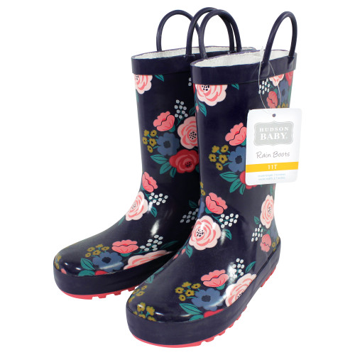 Hudson Baby Rain Boots, Navy Bold Floral