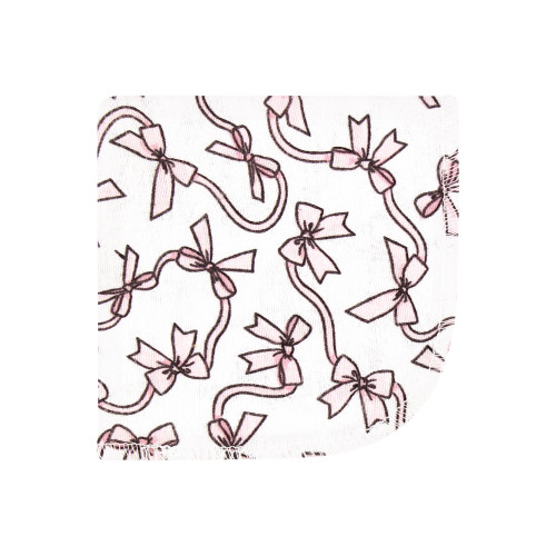 Hudson Baby Flannel Cotton Washcloths, Pink Bows 10 Pack