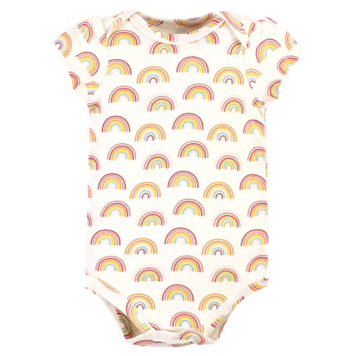 Hudson Baby Cotton Bodysuit, Pant and Bib Set, Sunshine Rainbows