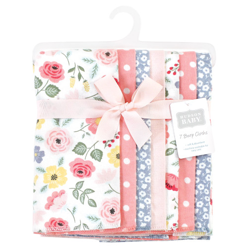 Hudson Baby Cotton Flannel Burp Cloths, Modern Botanical 7 Pack