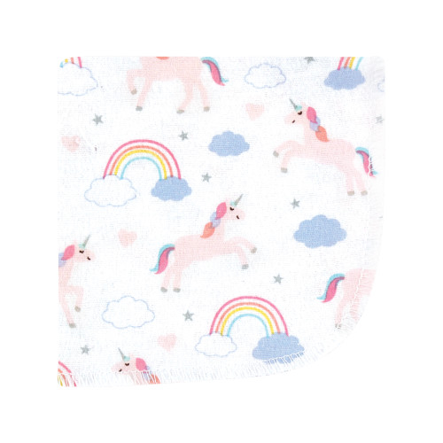 Hudson Baby Flannel Cotton Washcloths, Unicorns Rainbows 12 Pack