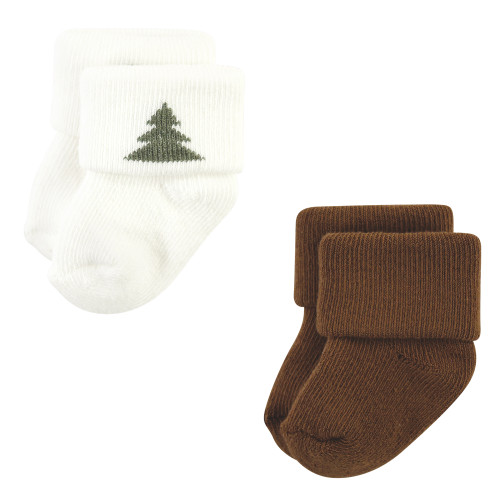 Hudson Baby Cotton Rich Newborn and Terry Socks, Harvest Bear