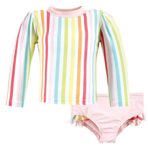 Hudson Baby Swim Rashguard Set, Rainbow Stripe