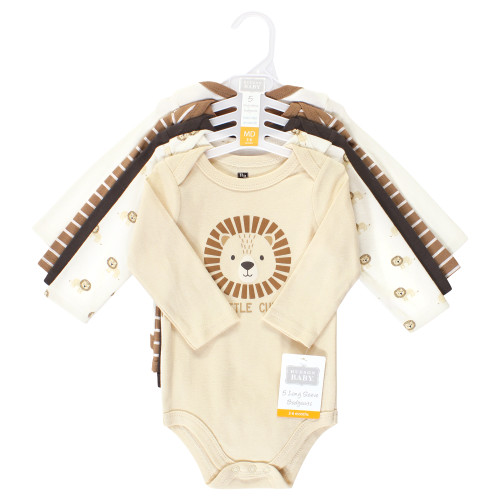 Hudson Baby Cotton Long-Sleeve Bodysuits, Brave Lion 5 Pack