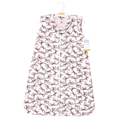 Hudson Baby Plush Faux Fur Sleeping Bag, Wearable Blanket, Pink Bows