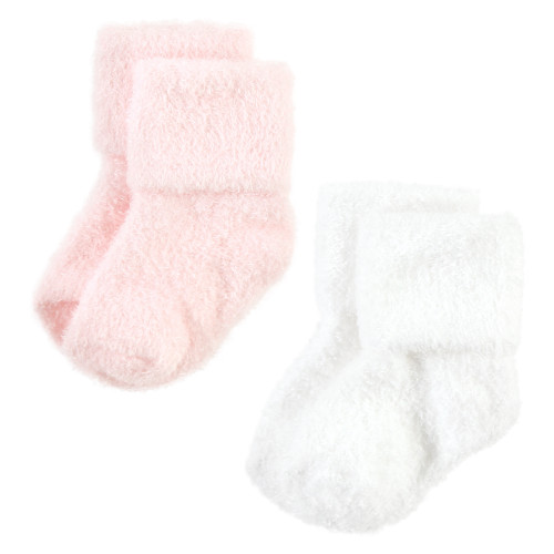 Hudson Baby Cotton Rich Newborn and Terry Socks, Pink Heart