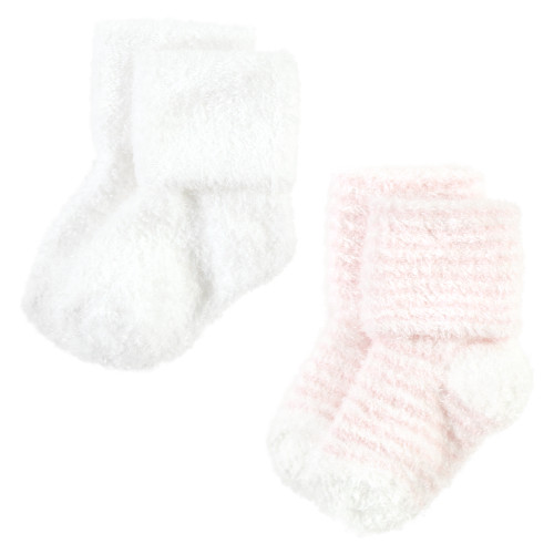 Hudson Baby Cotton Rich Newborn and Terry Socks, Pink Heart