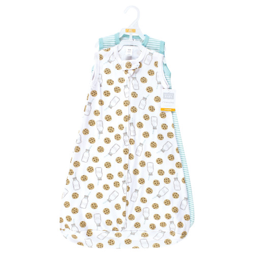 Hudson Baby Cotton Long-Sleeve Wearable Sleeping Bag, Sack, Blanket, Mint Milk Cookies Sleeveless