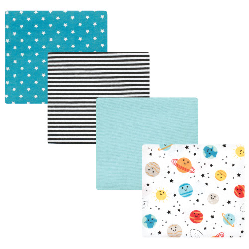 Hudson Baby Cotton Flannel Receiving Blankets, Happy Planets