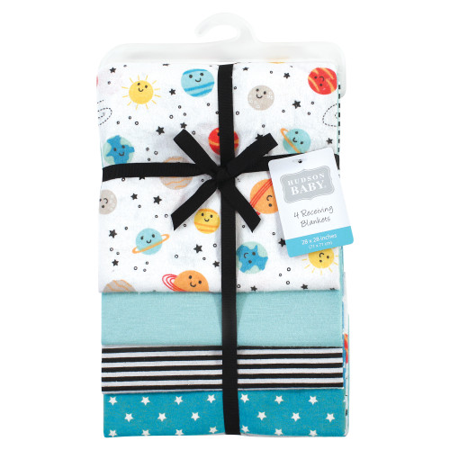 Hudson Baby Cotton Flannel Receiving Blankets, Happy Planets