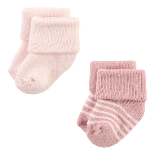 Hudson Baby Cotton Rich Newborn and Terry Socks, Mauve Taupe