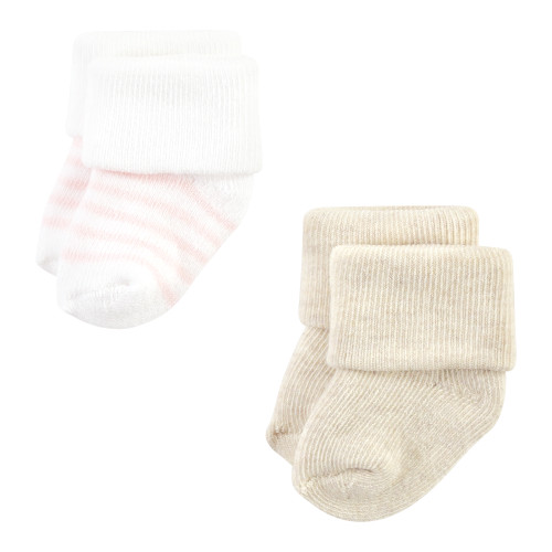 Hudson Baby Cotton Rich Newborn and Terry Socks, Mauve Taupe