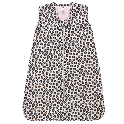 Hudson Baby Plush Faux Fur Sleeping Bag, Wearable Blanket, Leopard Pink