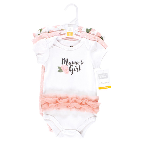 Hudson Baby Cotton Bodysuits, Mamas Girl Pink Peony Tutu