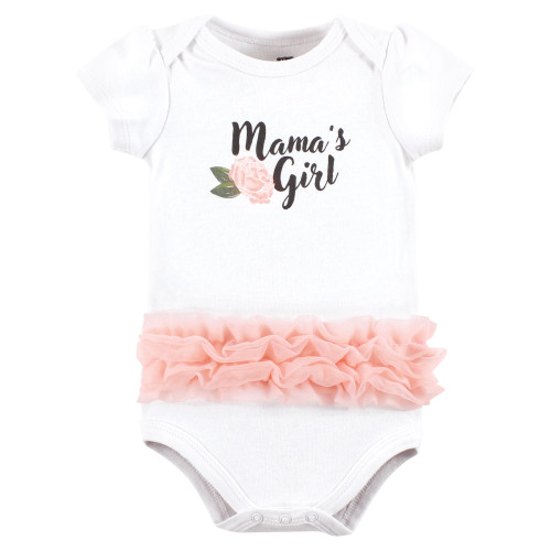 Hudson Baby Cotton Bodysuits, Mamas Girl Pink Peony Tutu