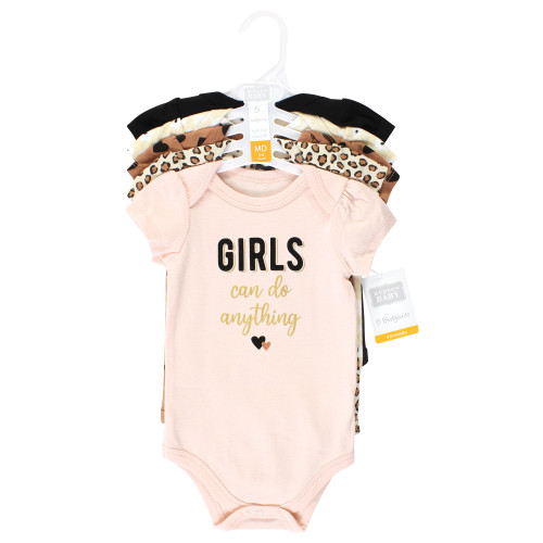 Hudson Baby Cotton Bodysuits, Cinnamon Hearts 5 Pack