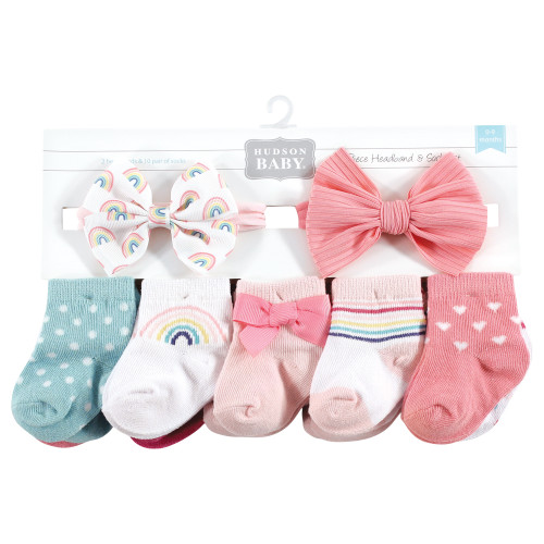 Hudson Baby Sock and Headband 12pc Set, Rainbow