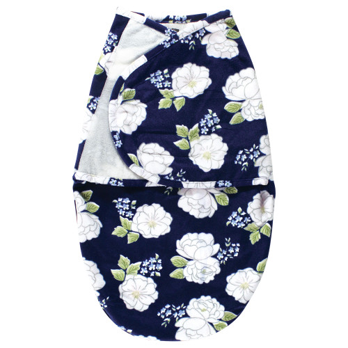 Hudson Baby Plush Faux Fur Swaddle Wrap, White Peonies